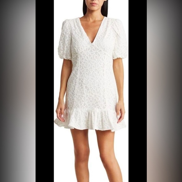 Walter Baker Caroline Puff Sleeve Lace Minidress - Picture 2 of 6